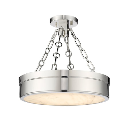 Z-Lite Anders Semi Flush Mount, 1-Light, 15 In.W x 13.75 In.H, Polished Nickel/marbling 1944SF15-PN-LED